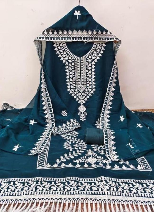 Georgette Rama Festival Wear Embroidery Work Dress Material